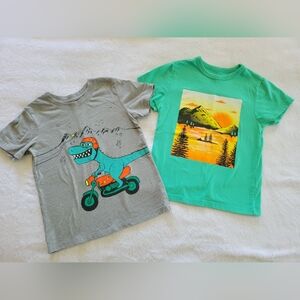 Kids Lot- 2 Place, Cat & Jack, Gray and Green Short Sleeve Tees